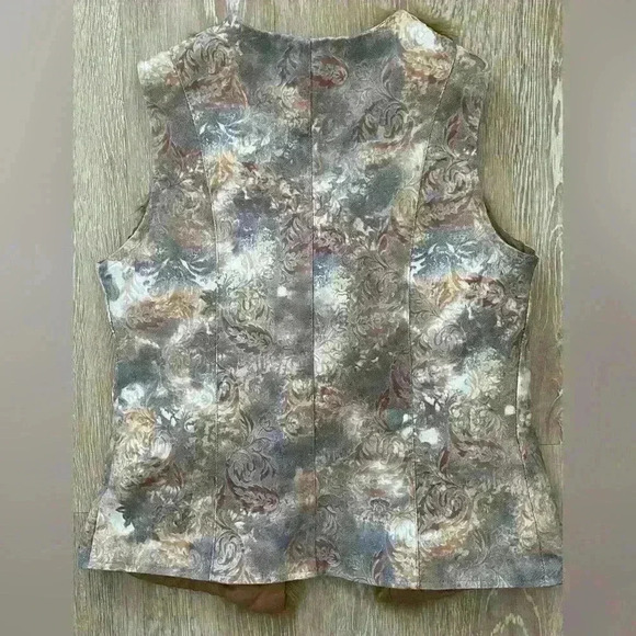 Tapestry vegan floral vintage hippie vest with faux fur - Picture 4 of 5